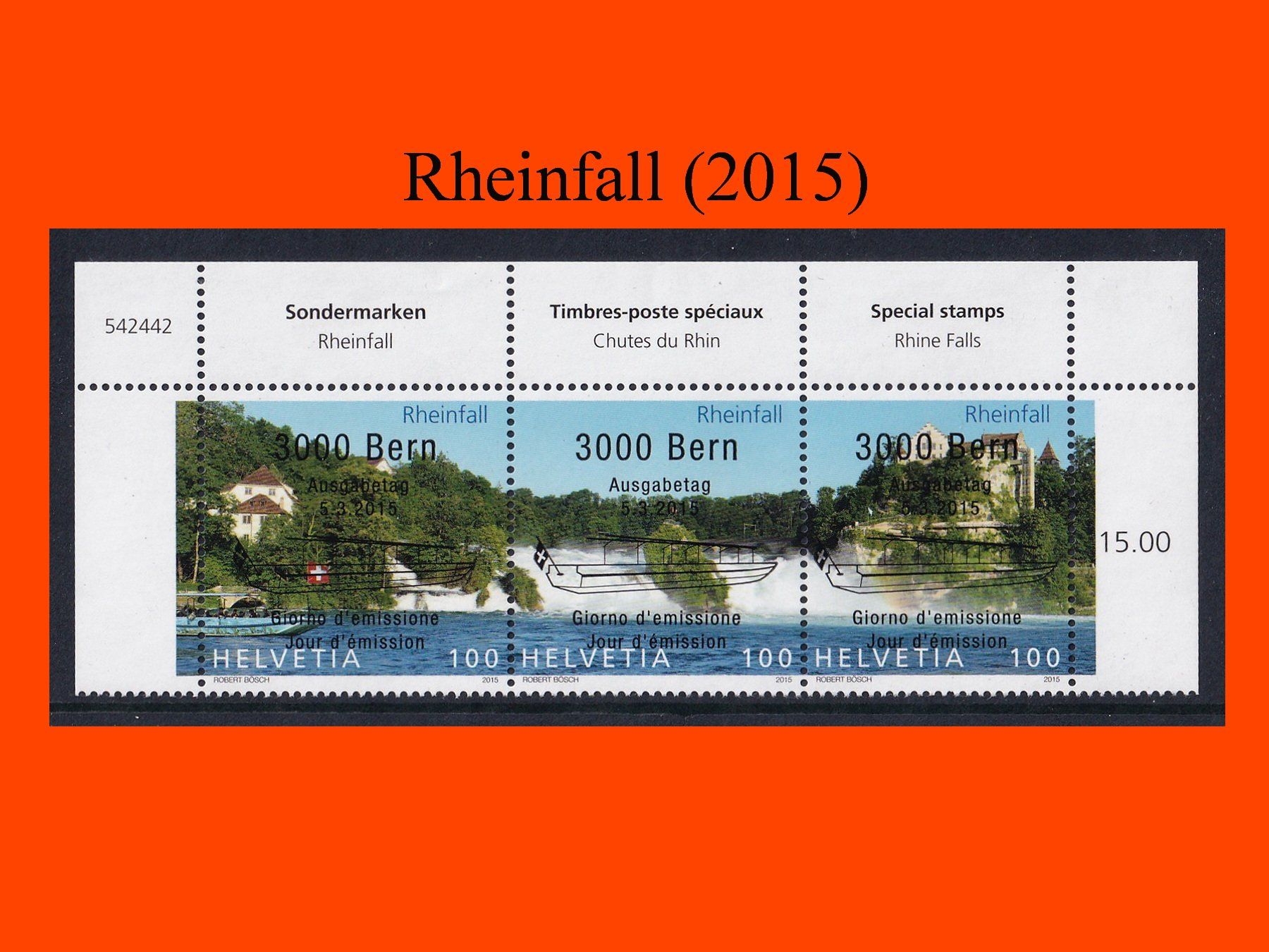 Tutti i francobolli: Vollstempel-Serie "Rheinfall" (2015) – Nuovo (secondo la descrizione) da Dübendorf venduto da Jumbo1990