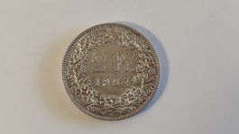 2 Franken 1964, Silbermünze Schweiz, (WA)