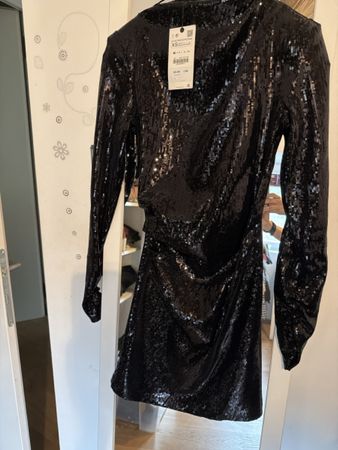 Zara Pailletten Kleid, Schwarz, Gr. XS, Neu mit Etikett!