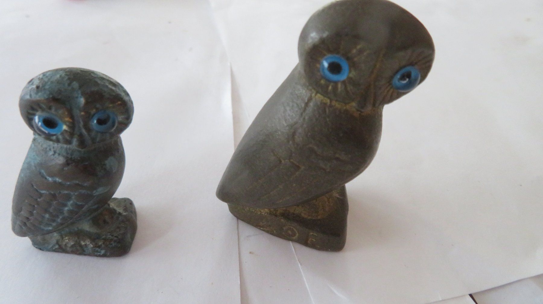 Statuette: Eulen 2 Stück aus Bronze gemarkt mit AOE – Usato da Wetzikon ZH venduto da morda1954 5