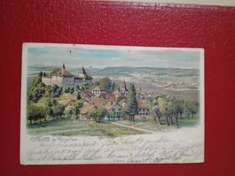 Lithographie Kyburg bei Winterthur Künstler Karte 1903