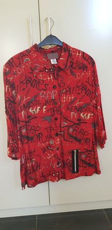 Damen Bluse Gr. 46, rot mit Muster (Sempre Piu)