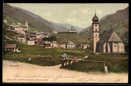 AK Disentis, Teilansicht mit Kirche