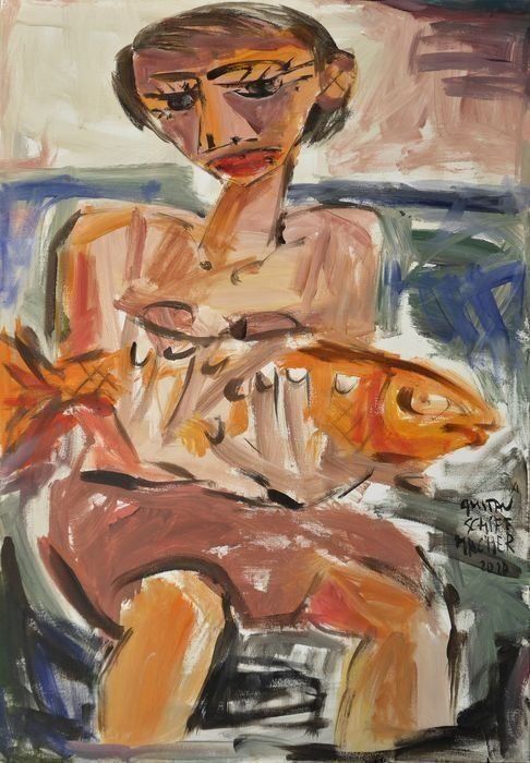 Gemälde: Mädchen mit einem Fisch – Neu (gemäss Beschreibung) aus Udligenswil von beewhisperer