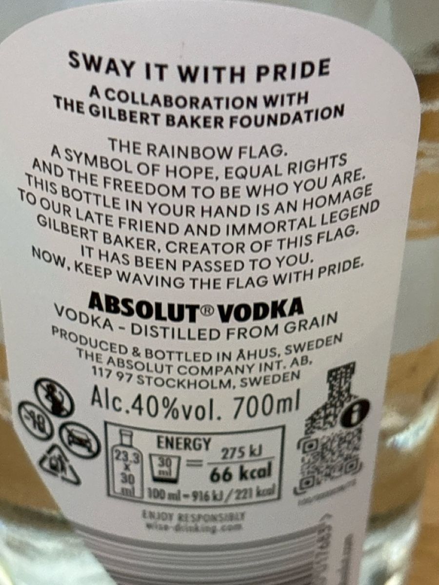 Absolut Vodka Bevande alcoliche: Absolut Vodka LGBT PRIDE Regenbogen LIMITED Edition 700ml – Nuovo e nell'imballaggio originale da Zürich venduto da b.fabio 3