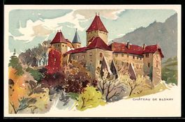 Lithographie Blonay, Chateau de Blonay
