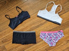 4-tlg Wäsche Set mit **Skiny** Top / Bustier + Slip Gr. 158
