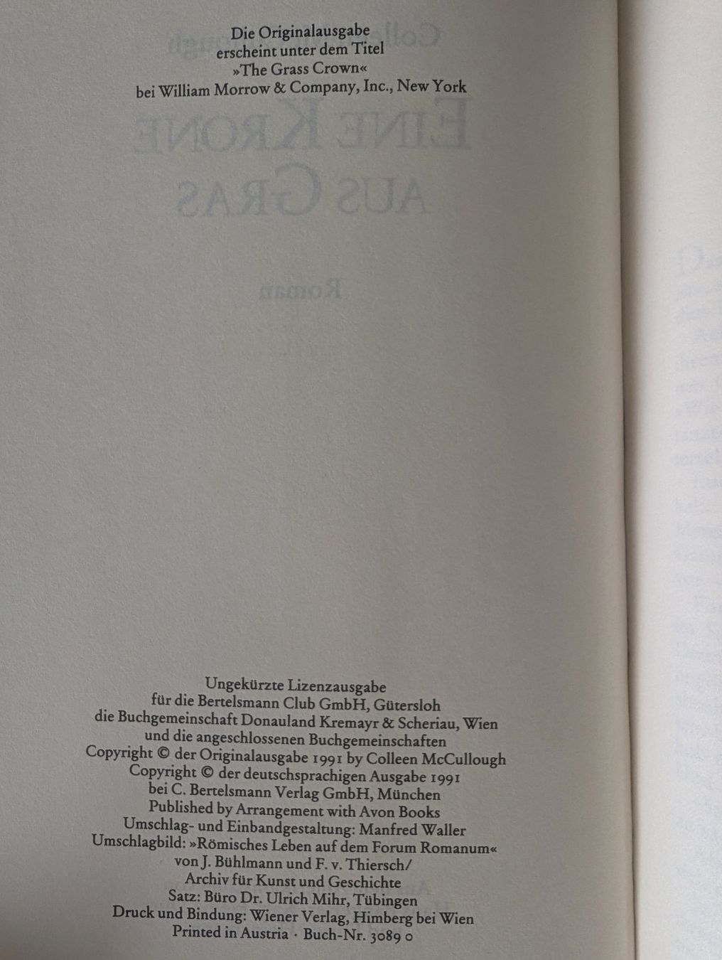 Livres: Colleen McCullough - Eine Krone aus Gras – D'occasion à Thalwil par sultan03 6