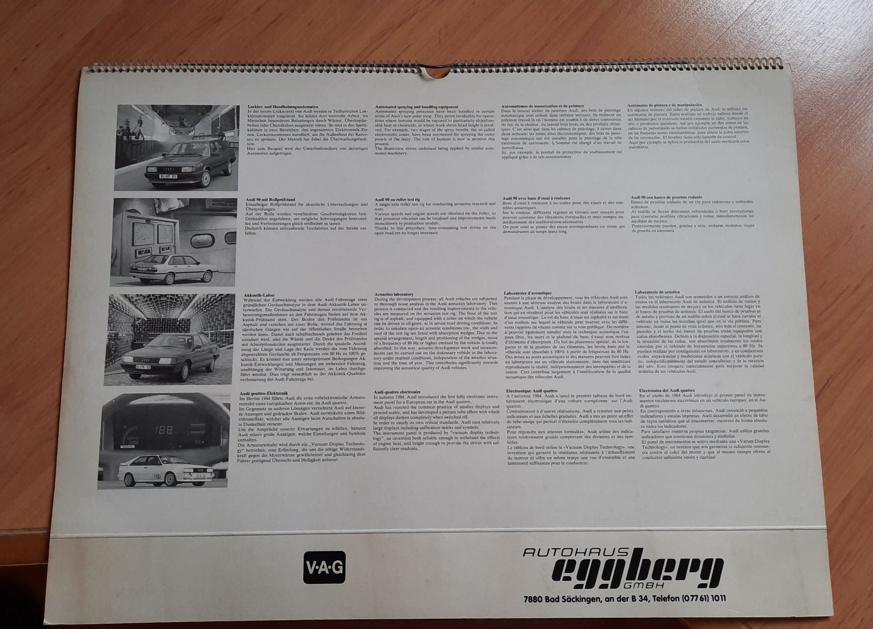 Kalender: Audi Auto Kalender 1985 Quattro – Gebraucht aus Hedingen von Zwackul 5