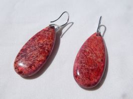 Ohrhänger aus rostrotem Stein, Boho Style /NEU