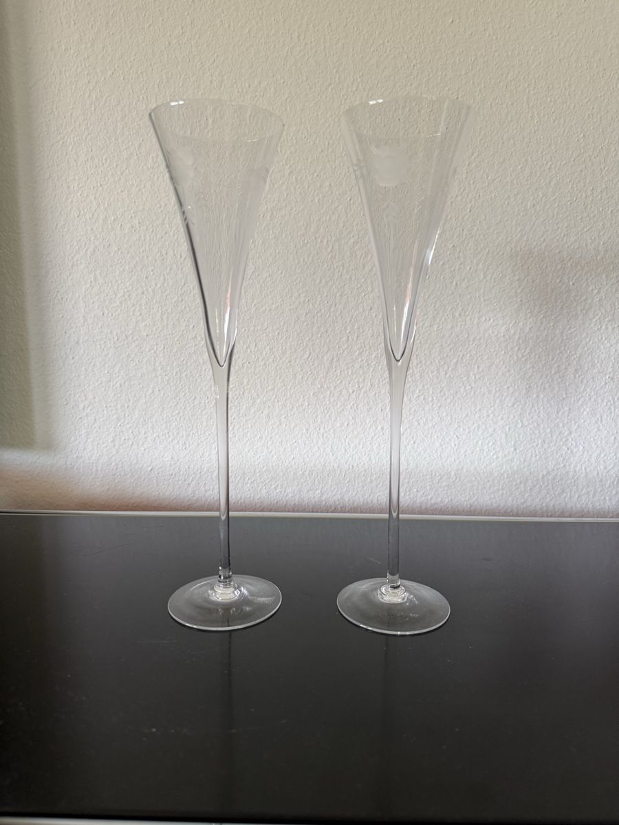 Bicchieri: 2 Crystal Champagne Flutes Handblown Handcut – Usato da Zürich venduto da hesails 1
