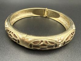 Vintage-Armband mit Gold-Weiß-Emaille mit Schnappverschluss