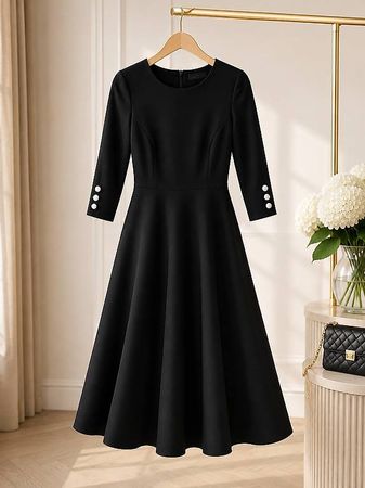 Elegantes Damenkleid Gr. 4648 | Fließender, glatter Stoff 