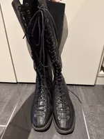 Schnürstiefel schwarz kniehoch mit Reissverschluss gebraucht