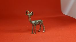 Dekorative Steinbock Figur aus Metall, Vintage Stil