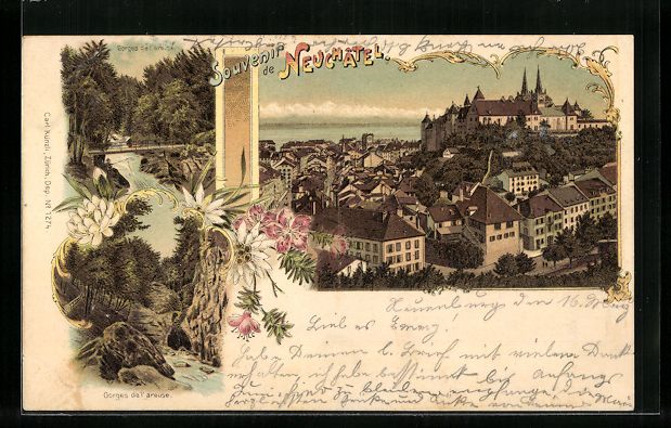 Cartes postales: Litho Neuchatel, Gorges de l'areuse, Ort – D'occasion à Berlin par bartko-reher