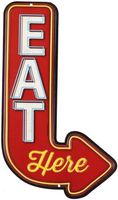 Eat Here Pfeil Blechschild