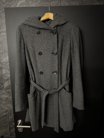s.Oliver Wollmantel Gr. S/38 Kapuze grau