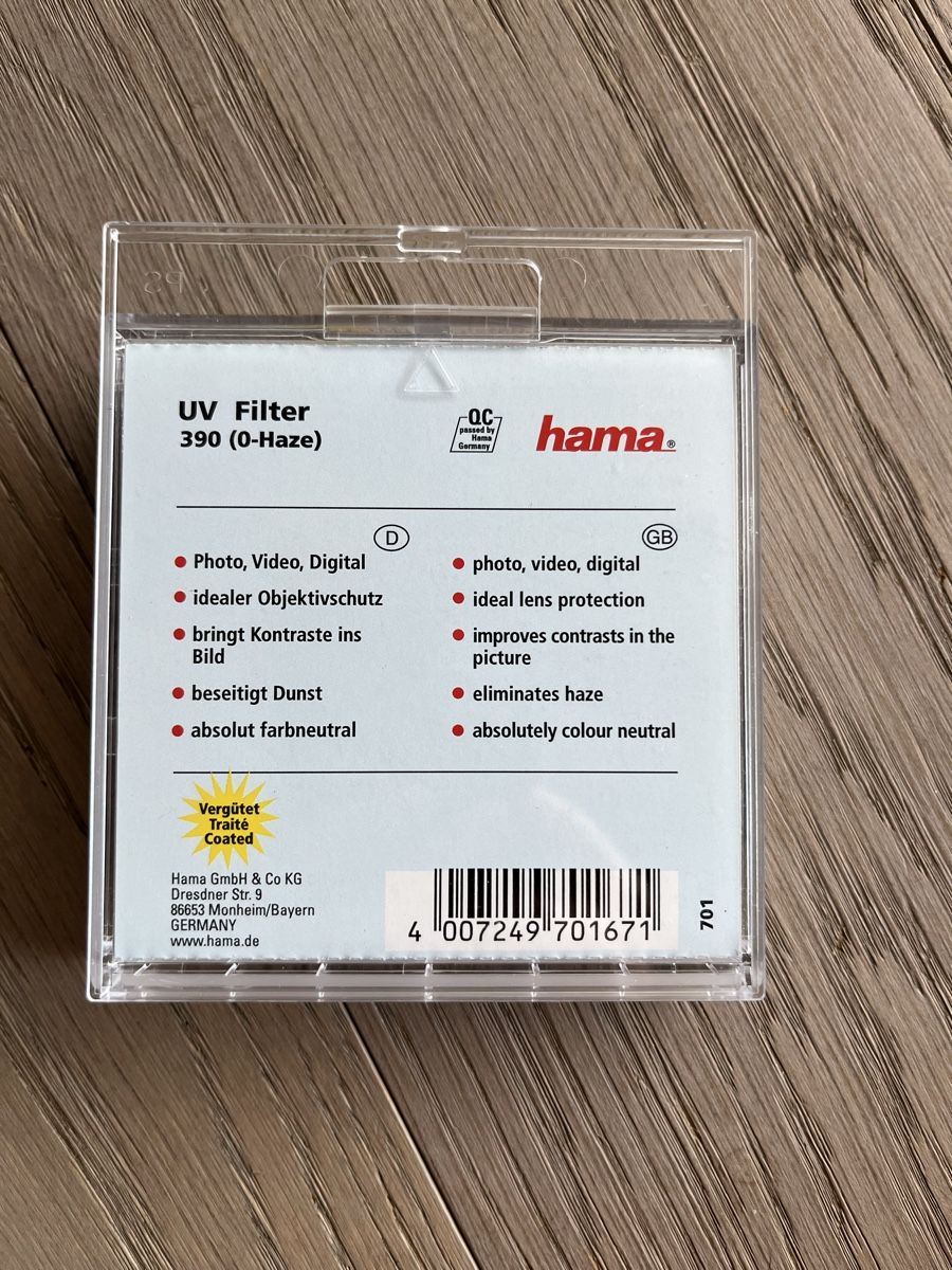 Hama Filtri: Hama UV Filter 390 (O-Haze)  – Usato da Dietlikon venduto da Xanya 1