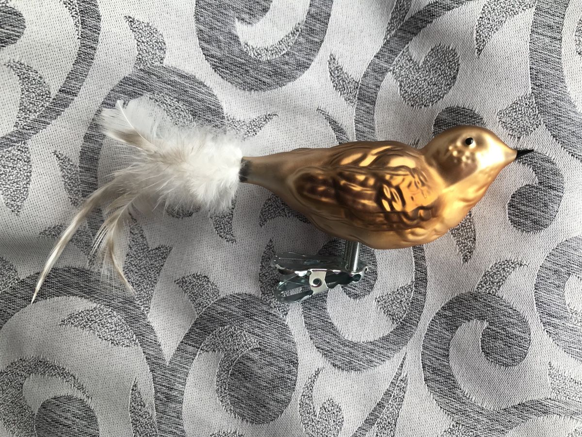 Alle Dekorationen: Goldbrauner Vogel Christbaumschmuck – Neu und originalverpackt aus Alpnach Dorf von marvo