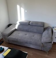 2er-Sofa grau mit verstellbaren Kopfstützen