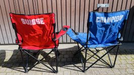 2er Set Campingstühle Rot/Blau "Suisse Champion" 
