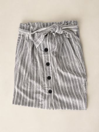 H&M NEW Striped Skirt with Belt and Buttons Size M