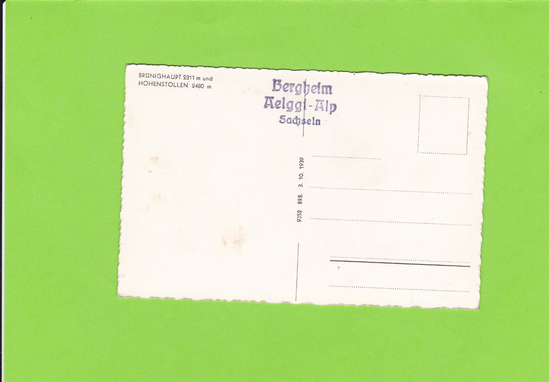 Cartoline postali: Brünighaupt-Hohenstollen – Usato da St. Peterzell venduto da neckertal 1