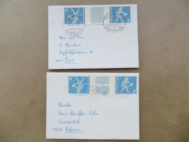Zwei Brieflein mit Kehrdruck/Zwischensteg-Frankatur 1971