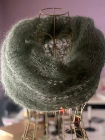 Flauschiger Mohair Loop Schal in Salbei Grün, Neu!