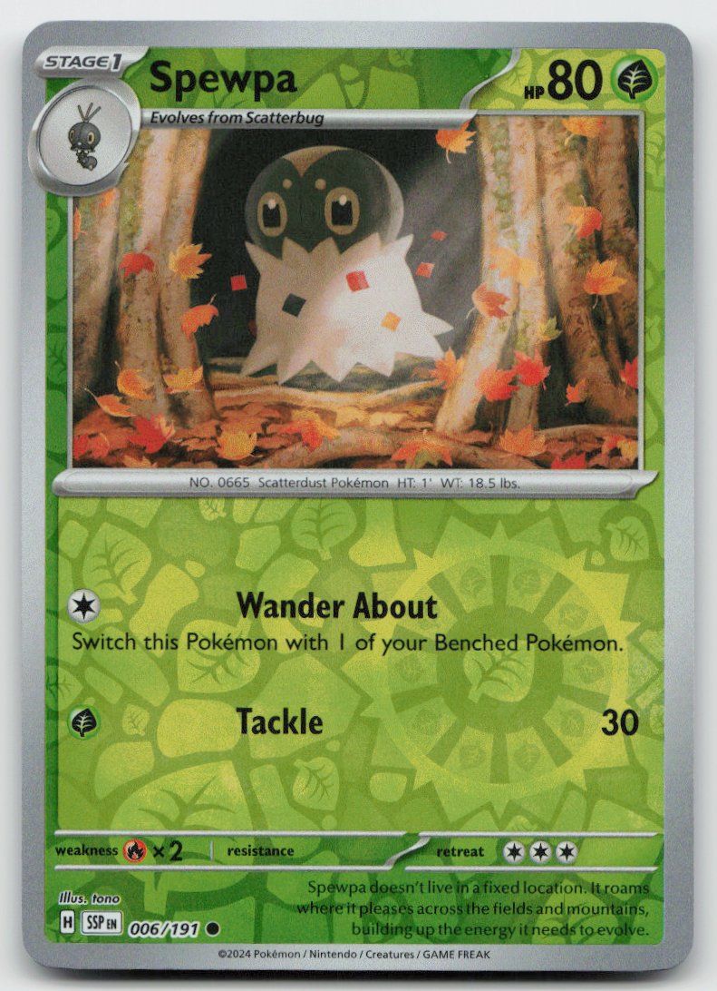 Pokémon Sammelbilder & Trading cards: Pokemon Spewpa Reverse 006/191 SSP EN 2024 – Gebraucht aus Lugano von VlaseCard