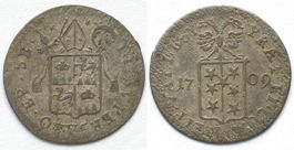 Bistum SITTEN Batzen 1709 Billon vz+!