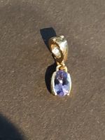 Anhänger fein, mit blauem Stein, Sterlingsilber, vegoldet