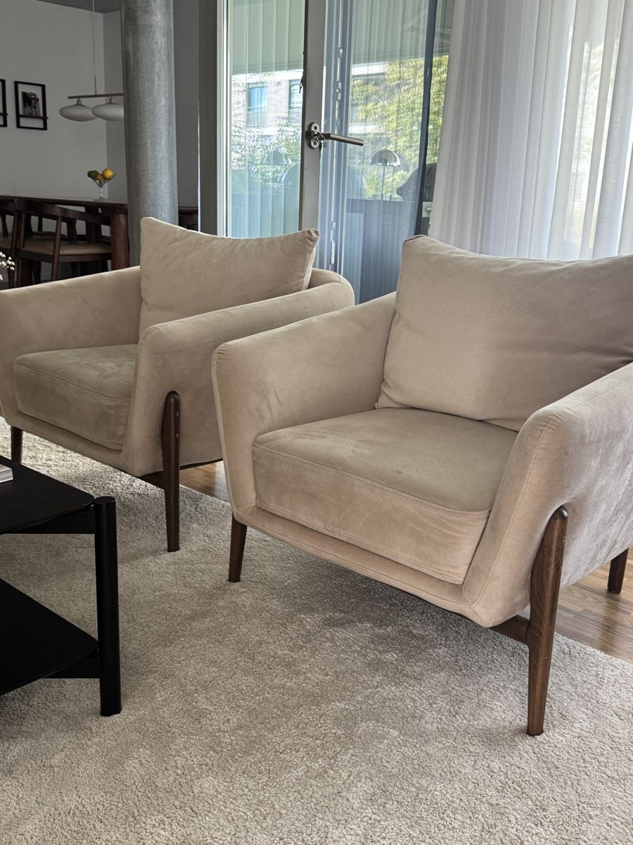 Fauteuils: 2 Sessel aus hellbeigem Samt – Neuf (Voir description) à Wiesendangen par hon_52vt 2
