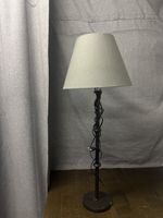 Tischlampe schwarz mit grauem Schirm 