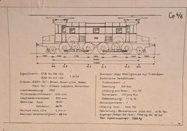 SBB - BLS - Ce 4/6 - 308 - Typenskizze - 24 x 17 cm