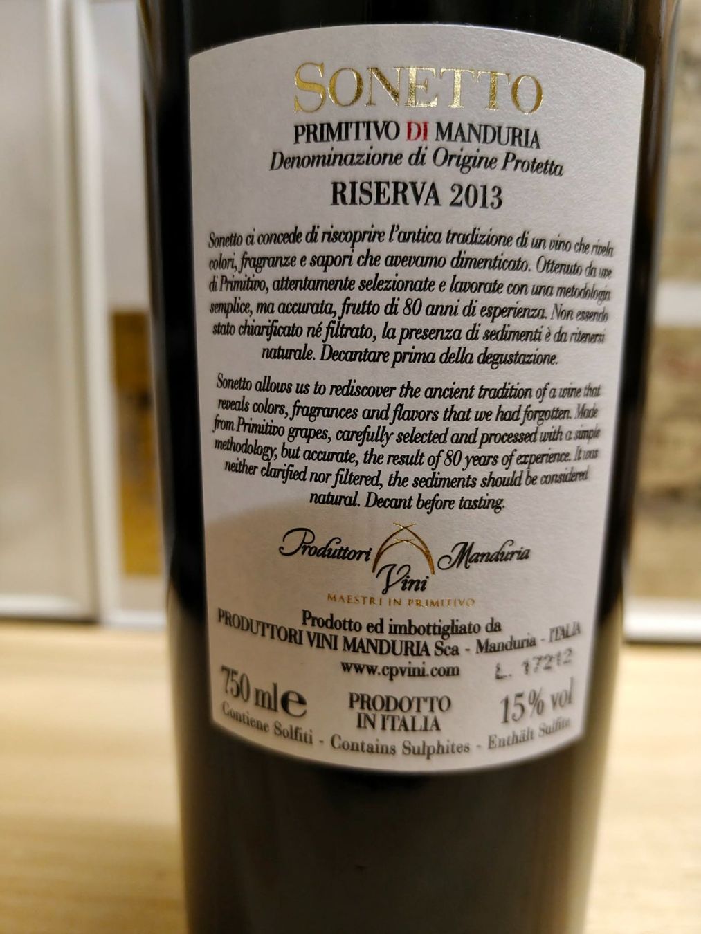 Vino: 2013 PRIMITIVO DI MANDURIA RISERVA SONETTO – Nuovo e nell'imballaggio originale da Münchenstein venduto da weinundspirituosen 5