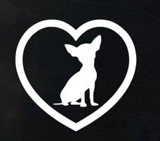AUTOAUFKLEBER HERZ CHIHUAHUA WEISS NEU