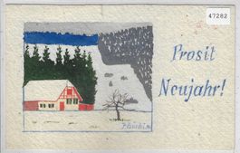 Prosit Neujahr - Winterlandschaft - Künstler P. Büchi 1910