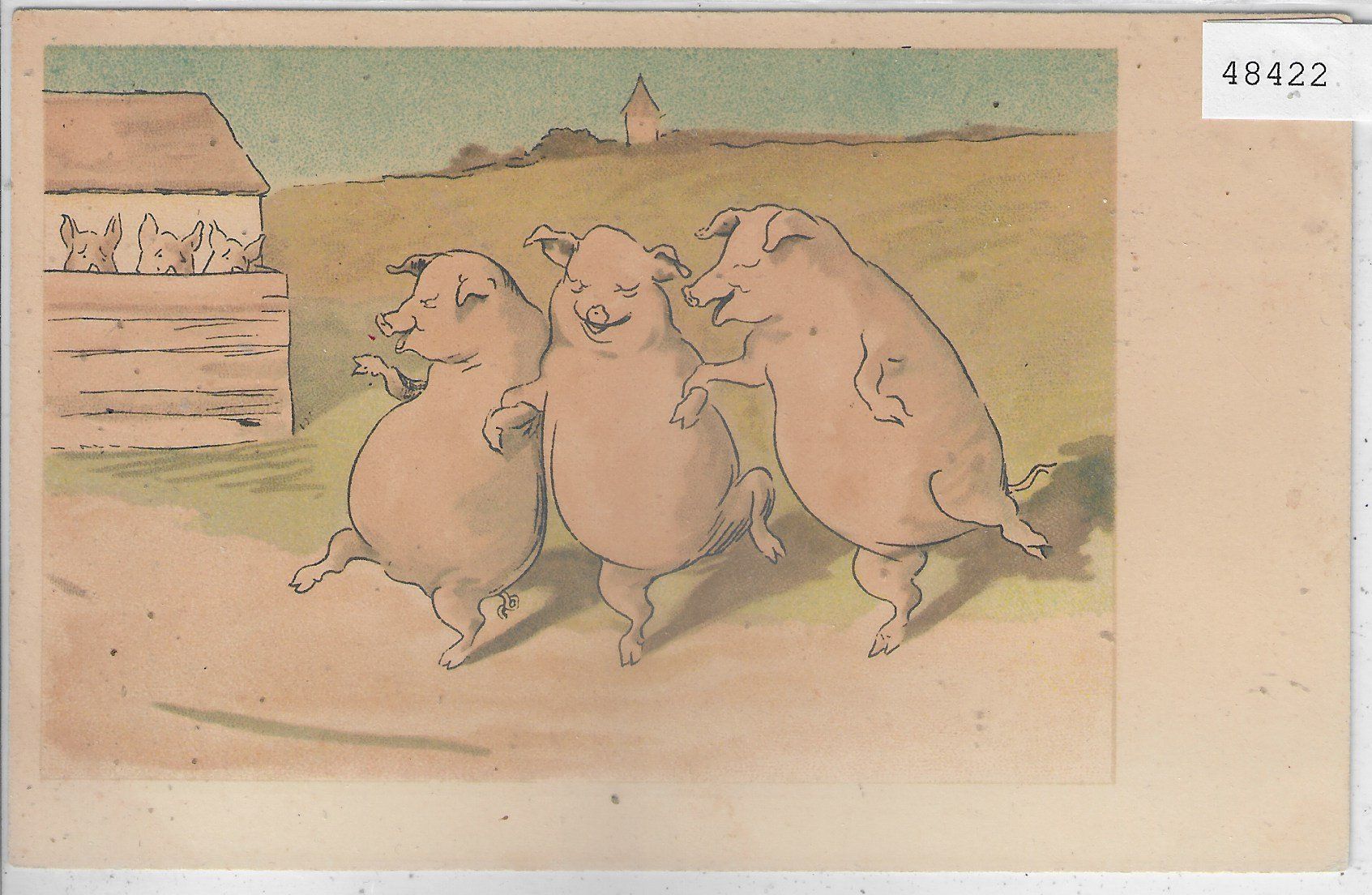 Cartoline postali: Drei fröhliche Schweine - Litho – Usato da Ettingen venduto da Kartenplanet