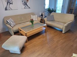 Polstergruppe, 3-Sitzer, 2-Sitzer, Couchtisch, Hocker
