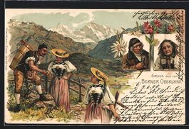 Litho Männer und Frauen aus dem Berner 
