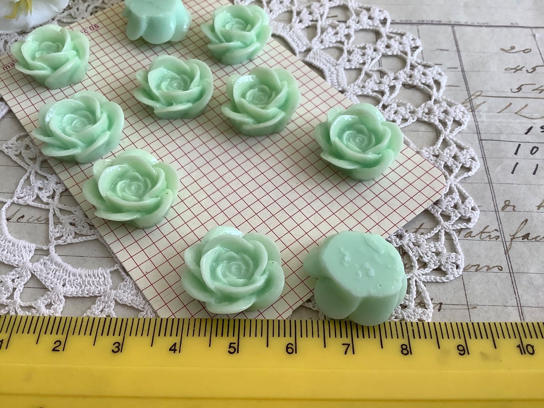 Alle Dekorationen: 10x Applique Rose 2cm grün vert Deko Cabochon Flatback – Neu (gemäss Beschreibung) aus Meyrin von laservette99 1