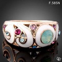Ring Roségold Farben mit Emaille und Schmucksteinen neu