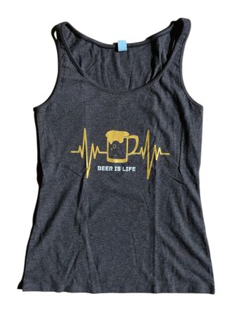 Damen Tanktop dunkelgrau "Beer is Life" Bier