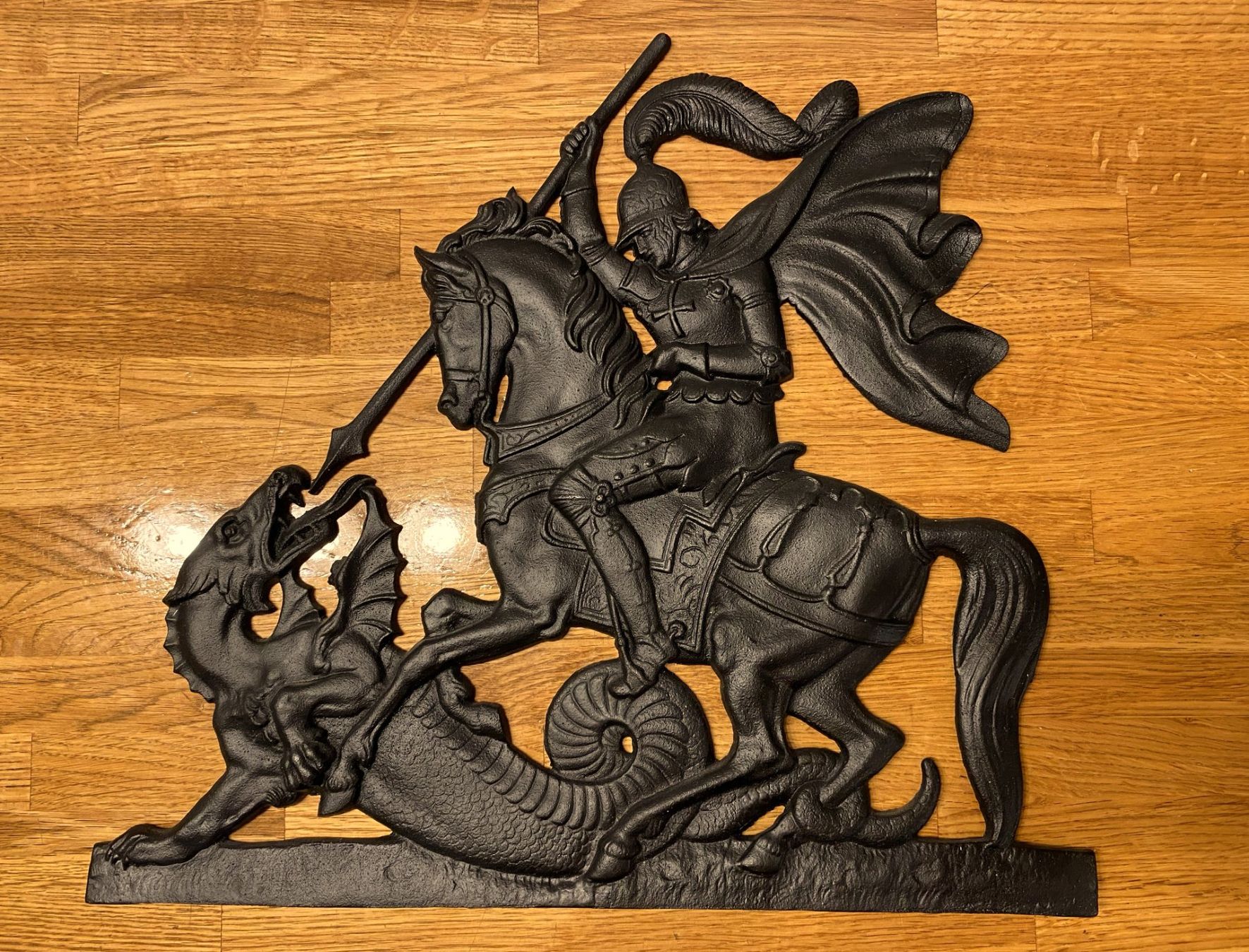 Sculture & Statue: Großes St. Georg Drachentöter Eisenguß Wand Relief – Usato da Derendingen venduto da lunatic
