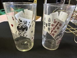 6 Gläser Glas Kartenspiel Motiv guter Zustand