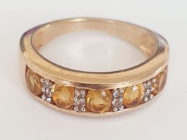 Silber Ring 925er  mit Citrin und Zirkonia, Gr. 17,3mm