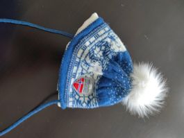 Wintermütze Norweger Muster Bommelmütze Grösse 46/48