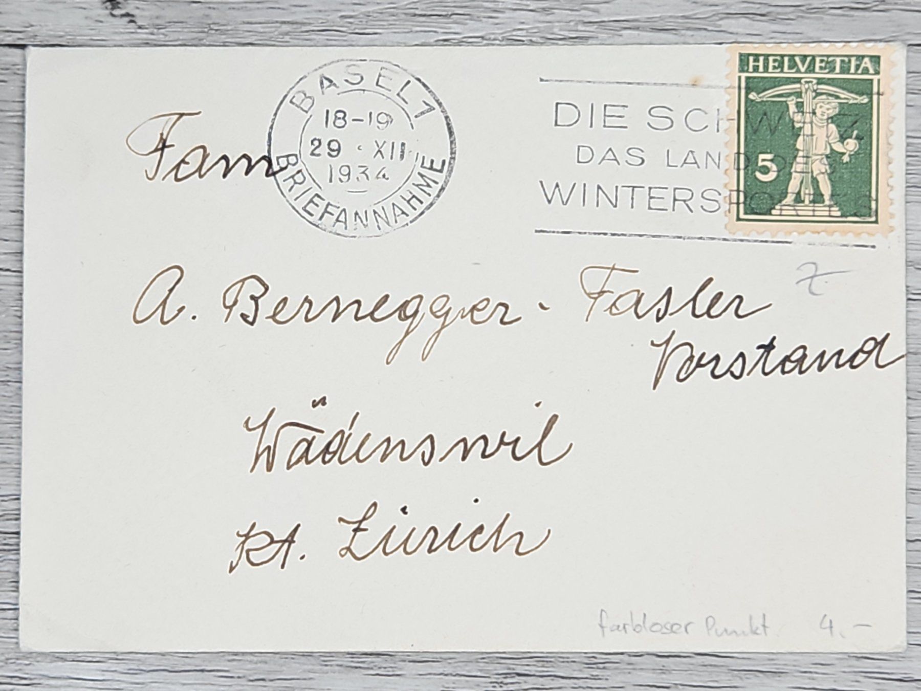 Tutti i francobolli: CL03 Enveloppe + Timbre Suisse 1934 – Usato da Cousset venduto da Patrick_Collections